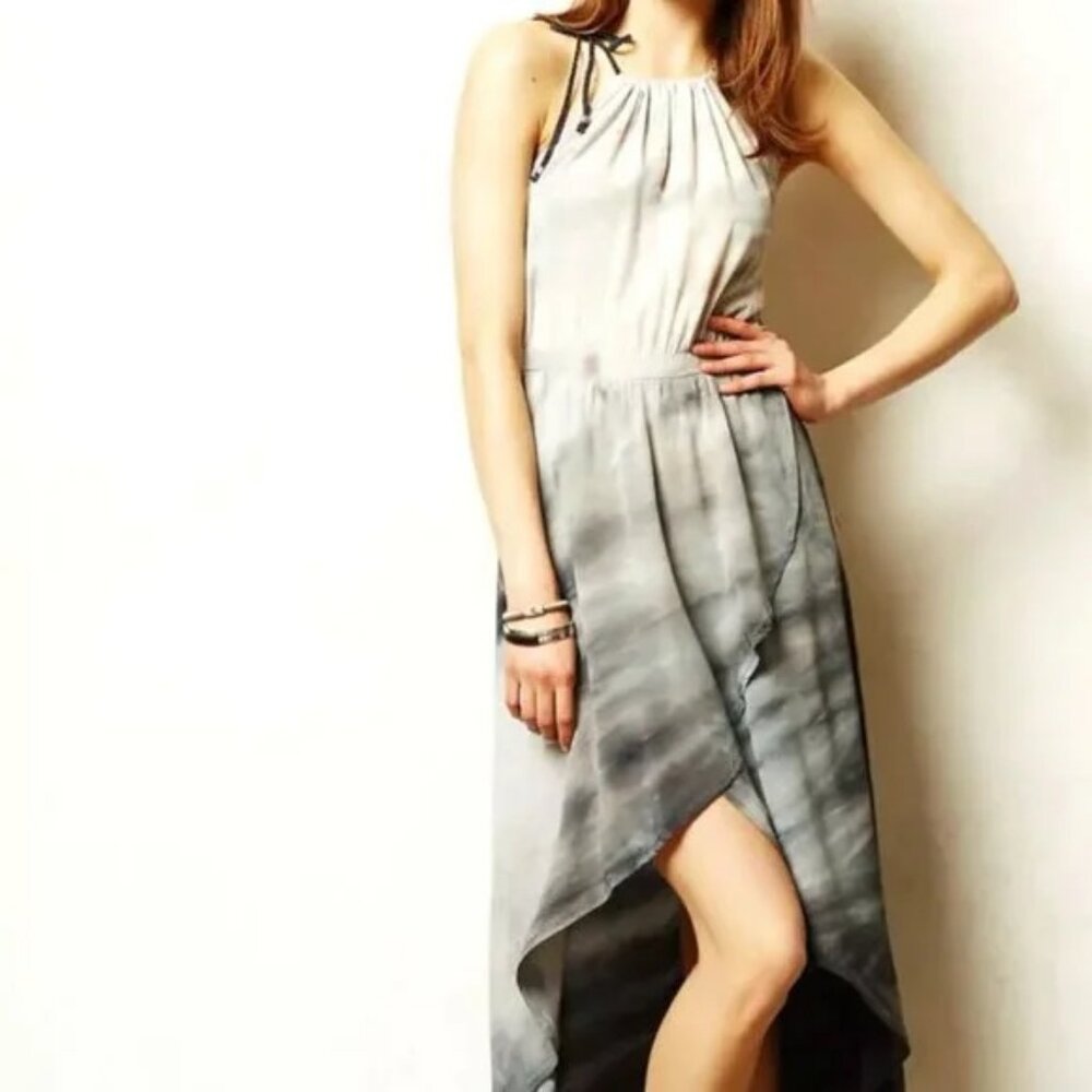 NWOT Anthopologie Gypsy 05 Dip dye Halter Silk tulip high low dress size S